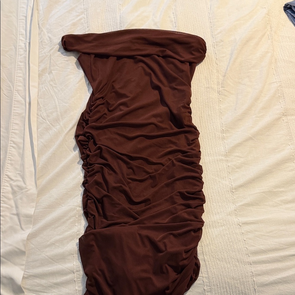 Fashion Nova Chocolate Strapless Dress - Picture 2 of 5